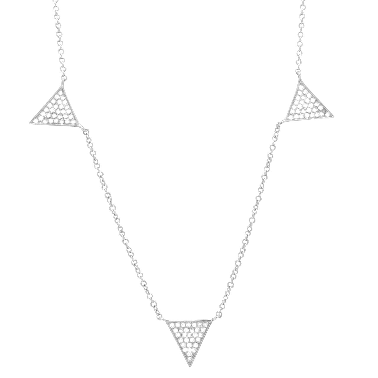 14K White Gold Diamond Triangle Necklace 31000645 | Shin Brothers* 14K White Gold Diamond Triangle Necklace 31000645 | Shin Brothers*