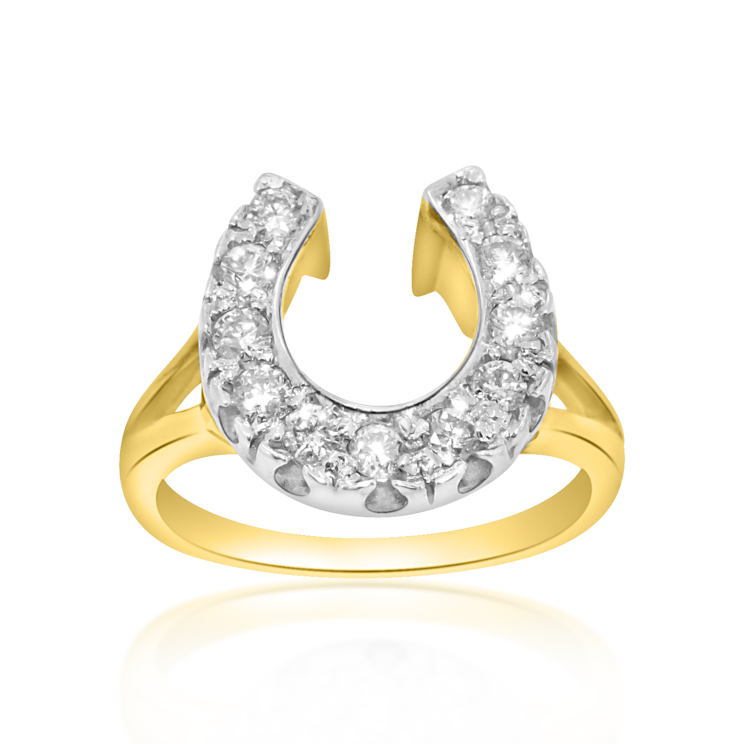 14K Yellow Gold Diamond Horse Shoe Ring 11001679 | Shin Brothers* 14K Yellow Gold Diamond Horse Shoe Ring 11001679 | Shin Brothers*