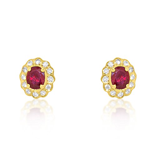 14K Yellow Gold Ruby Diamond Stud Earrings 42002697 | Shin Brothers* 14K Yellow Gold Ruby Diamond Stud Earrings 42002697 | Shin Brothers*