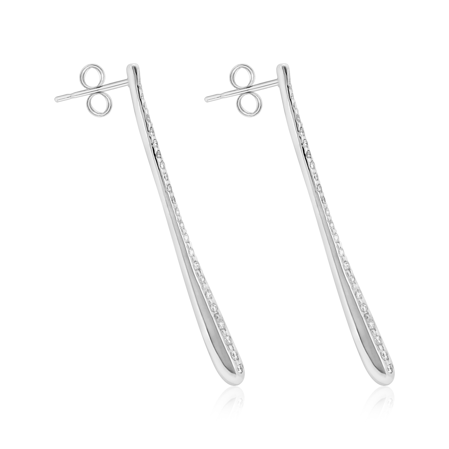 18K White Gold Pavé Set Diamond Hanging Earrings 41002080 | Shin Brothers*