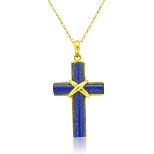 14K Yellow Gold Lapis Cross Pendant 520006993