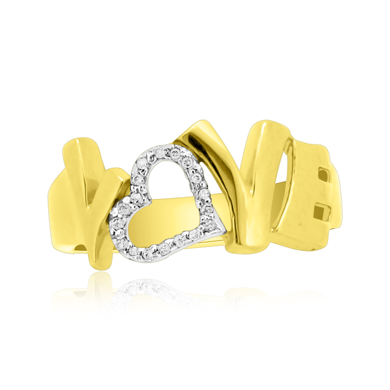 14K Yellow Gold Diamond Love Ring 11005280  By Shin Brothers*