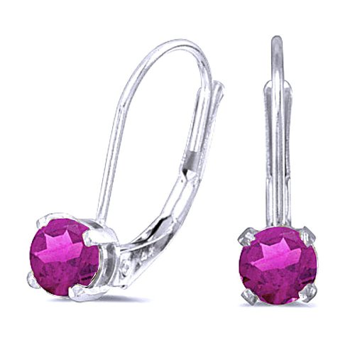 14k White Gold Round Rhodolite Garnet Lever Back Earrings 06 | Shin Brothers* 14k White Gold Round Rhodolite Garnet Lever Back Earrings 06 | Shin Brothers*
