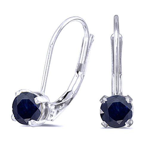 14k White Gold Round Sapphire Lever Back Earrings 09 | Shin Brothers* 14k White Gold Round Sapphire Lever Back Earrings 09 | Shin Brothers*