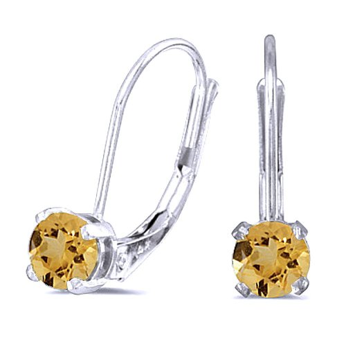 14k White Gold Round Citrine Lever Back Earrings 42003602 | Shin Brothers* 14k White Gold Round Citrine Lever Back Earrings 42003602 | Shin Brothers*