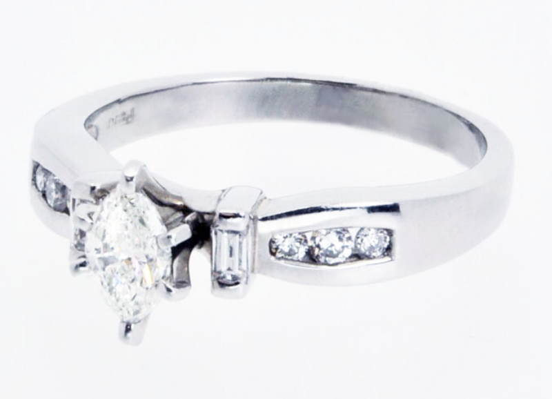 Platinum Marquise Diamond Engagement Ring with Accents 11000392 | Shin Brothers* 