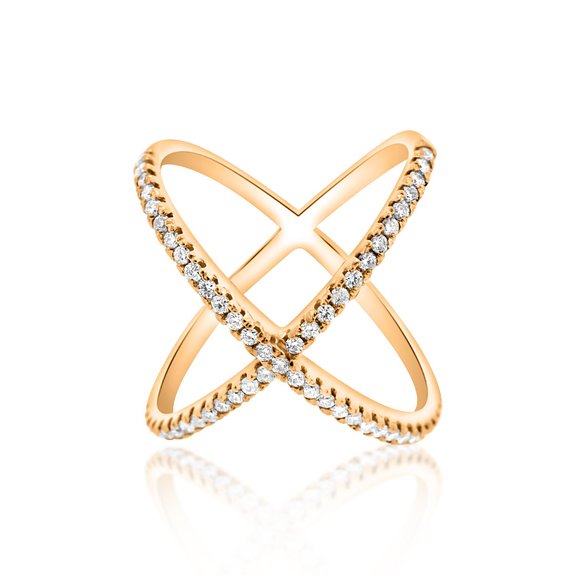 14K Pink Gold Diamond X Right Hand Ring 11005397   | Shin Brothers*  14K Pink Gold Diamond X Right Hand Ring 11005397   | Shin Brothers*