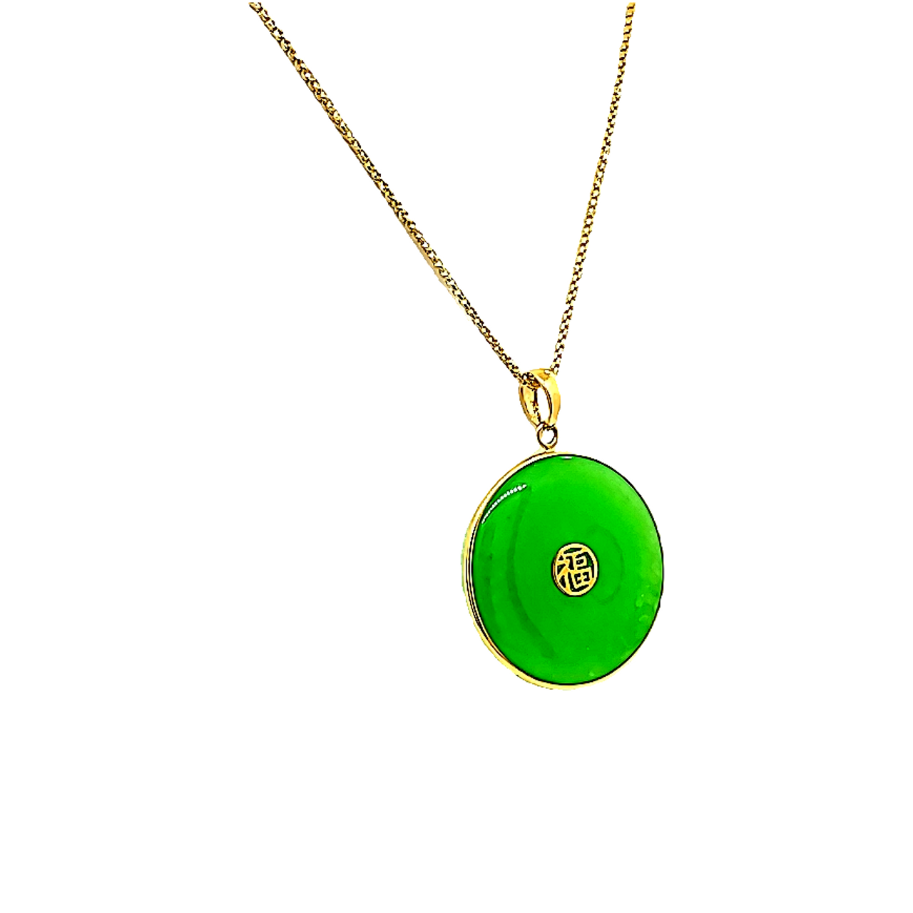 14K Yellow Gold Natural Jade Good Luck Charm 52002270 | Shin Brothers*