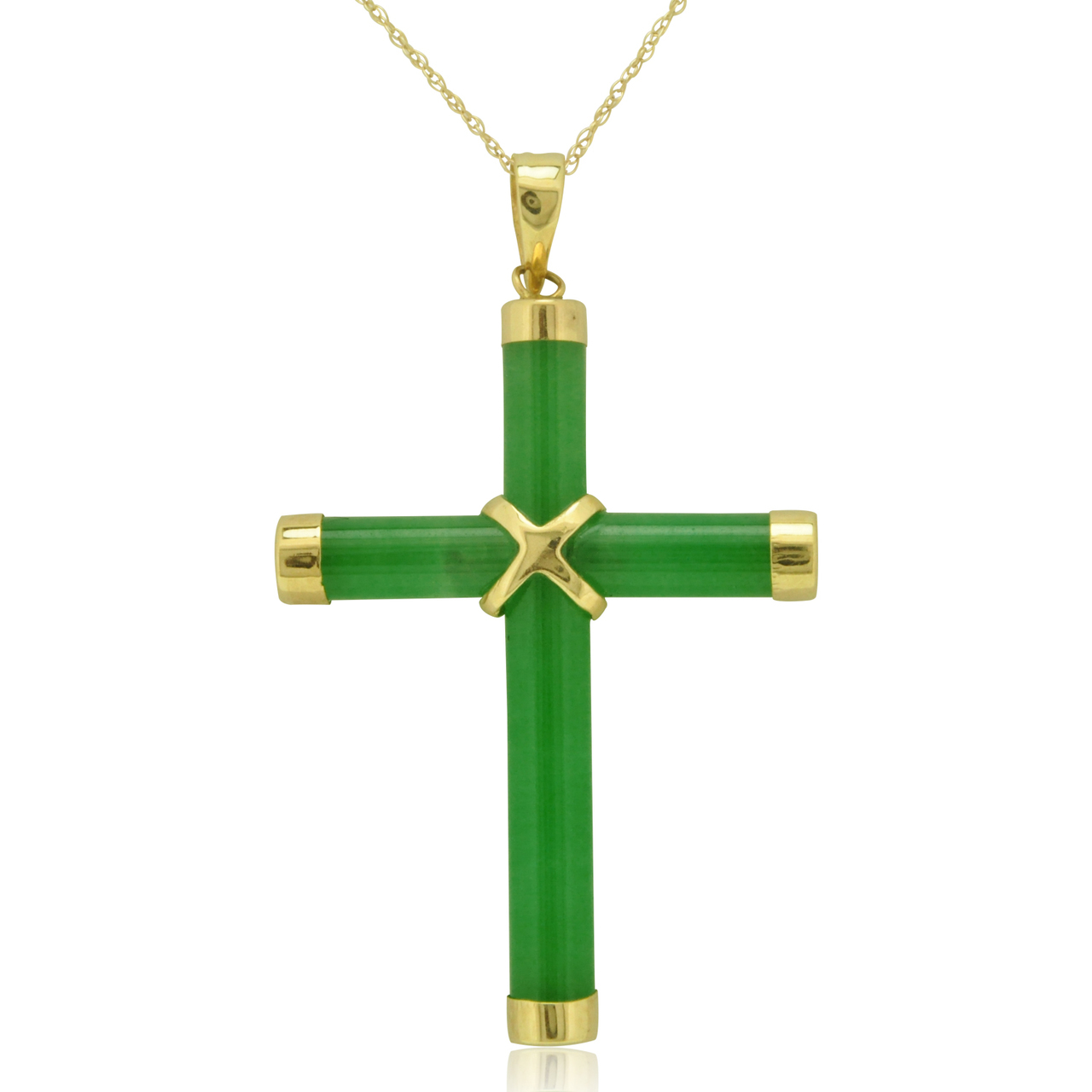 14K Yellow Gold Jade Cross Charm 52001360 | Shin Brothers*
