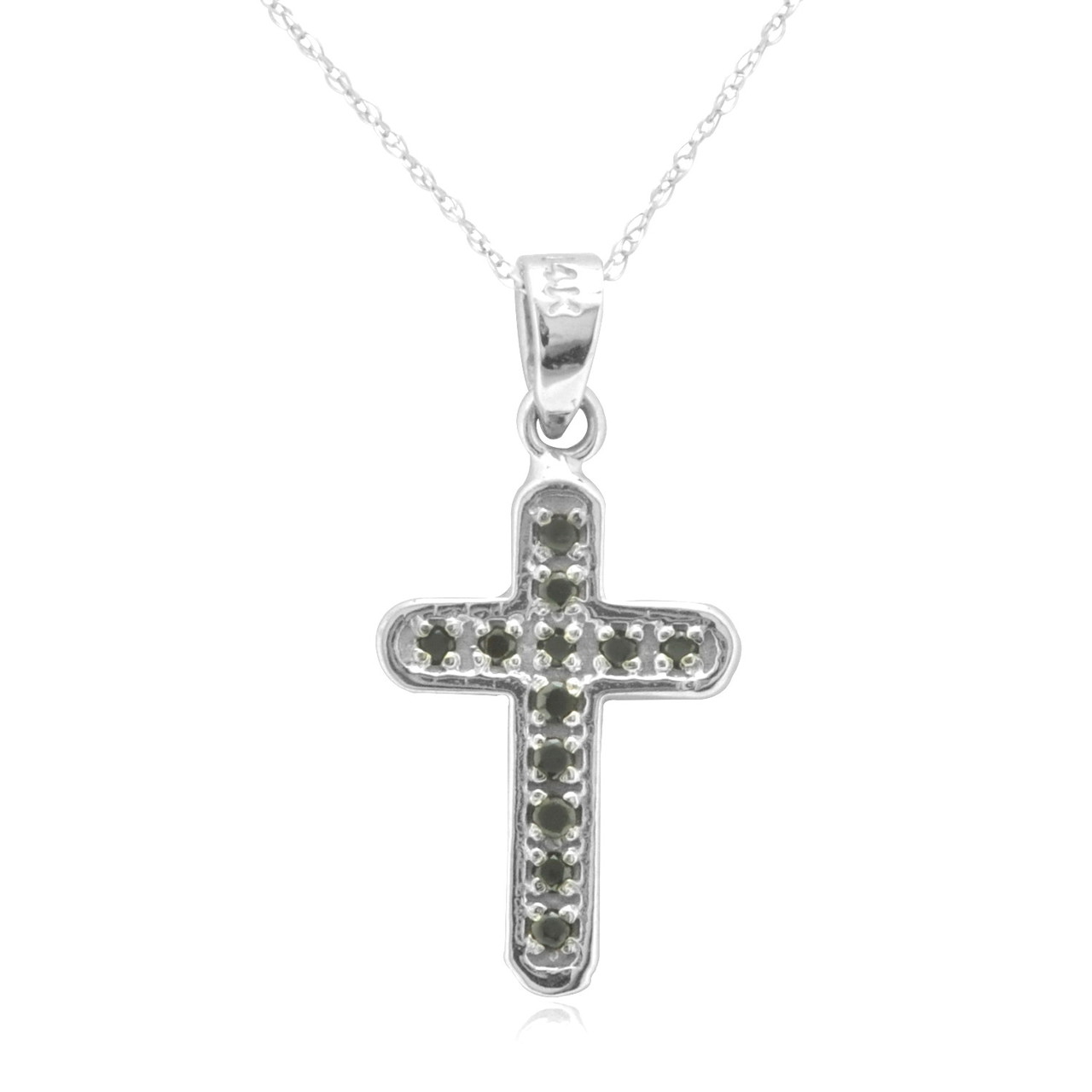 14K White Gold Reversible Black & White Diamond Cross Charm 51001772 | Shin Brothers*