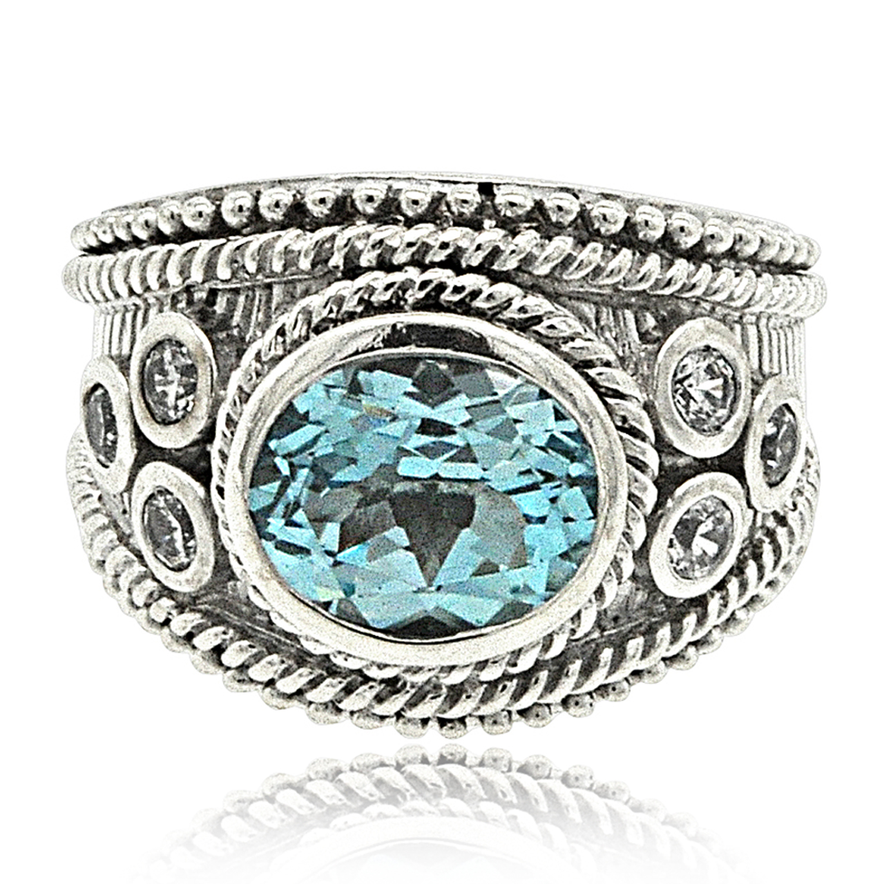 Sterling Silver Synthetic Blue Stone Ring