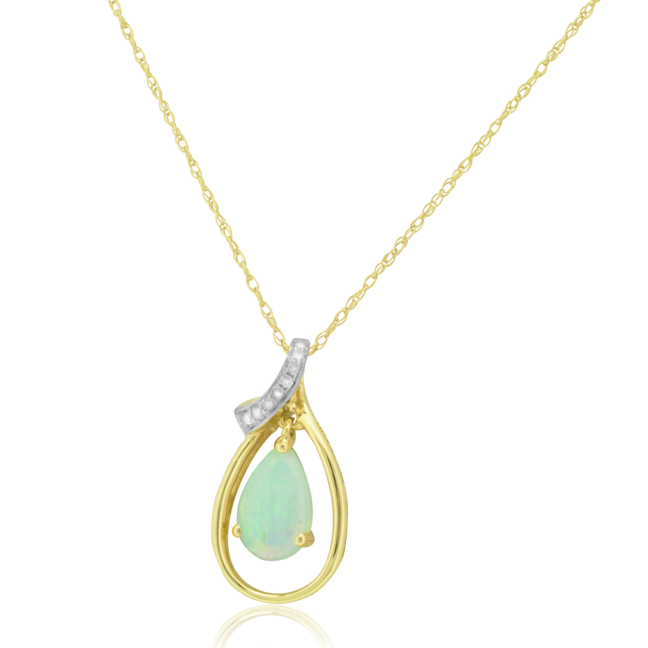 14K Yellow Gold Pear Shape Opal With Diamond Pendant 52001823 | Shin Brothers* 14K Yellow Gold Pear Shape Opal With Diamond Pendant 52001823 | Shin Brothers*