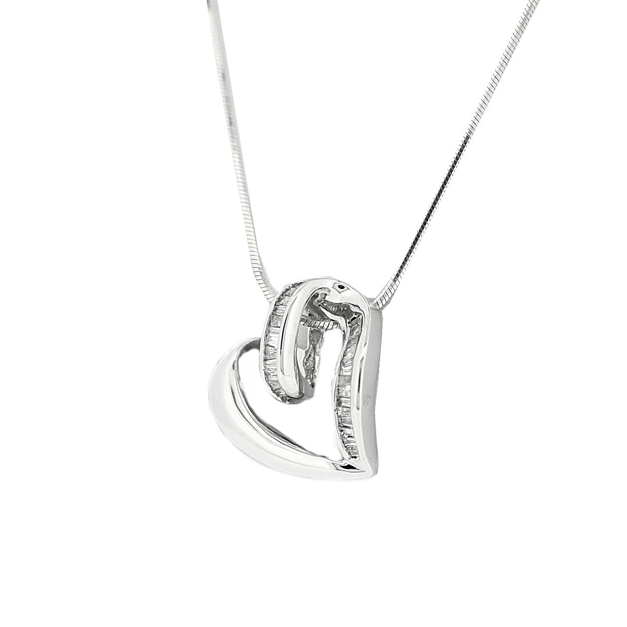 14K White Gold 0.42ct Diamond Baguette Heart Charm 51001169 | Shin Brothers*