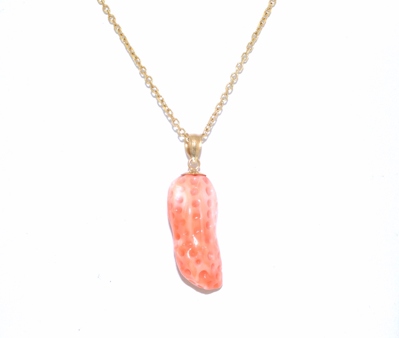14K Yellow Gold Coral Peanut Pendant 52001802