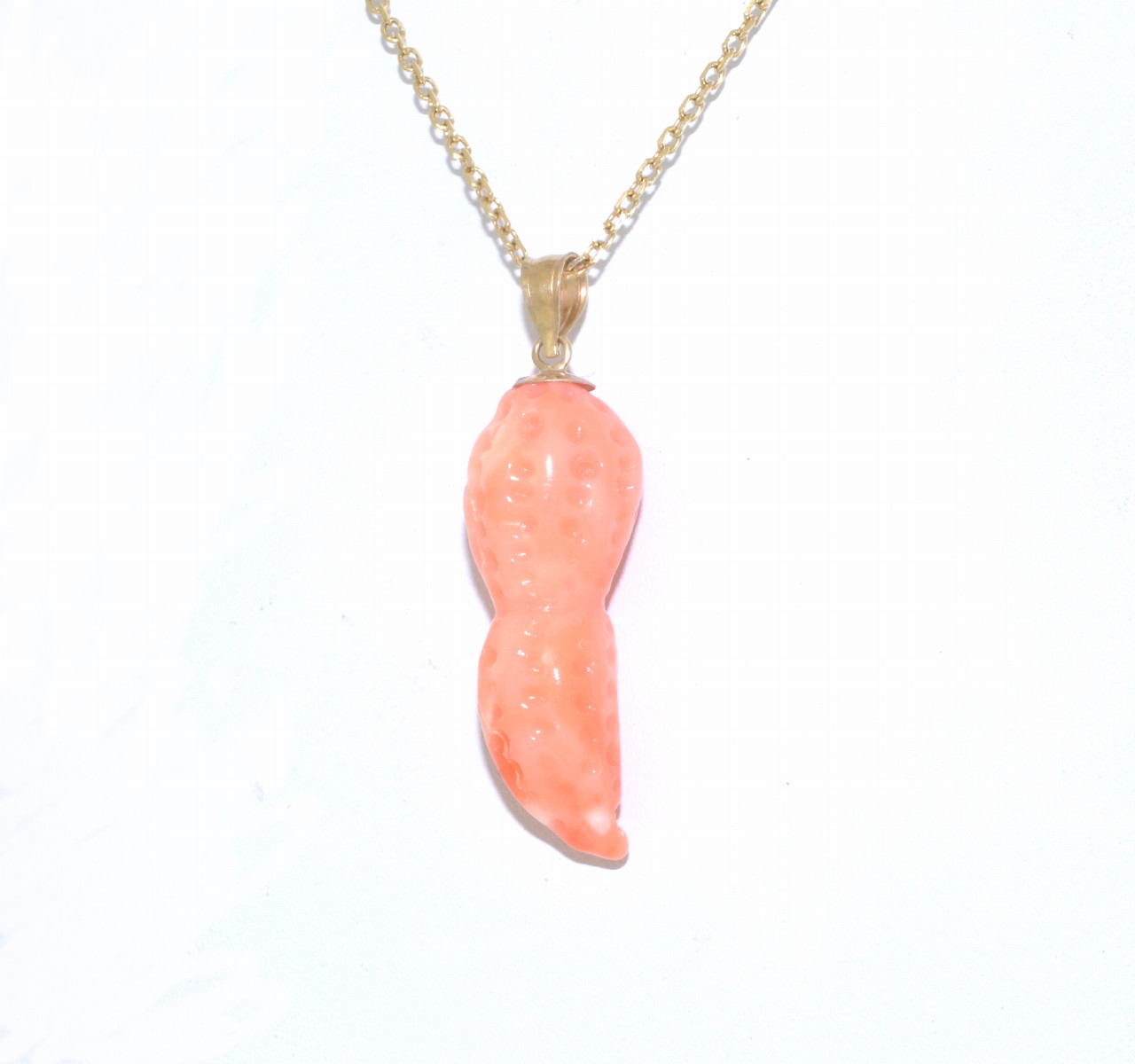 14K Yellow Gold Coral Peanut Pendant 52001803 14K Yellow Gold Coral Peanut Pendant 52001803