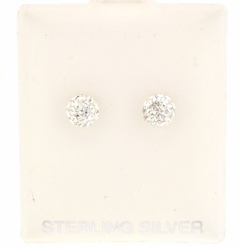 Sterling Silver CZ Ball Swarovski Crystal Post Earrings 84210112 Sterling Silver CZ Ball Swarovski Crystal Post Earrings 84210112
