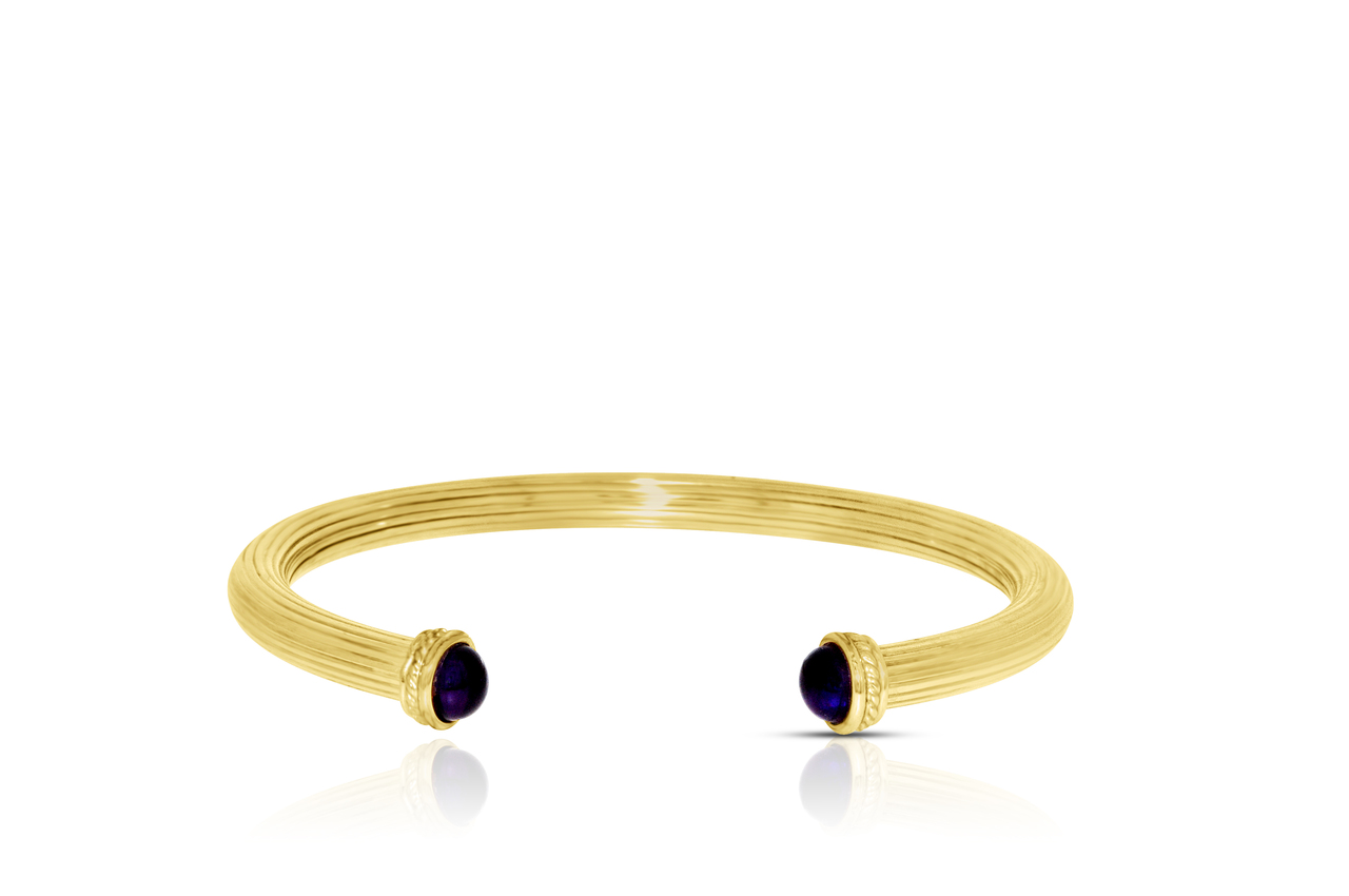 14K Yellow Gold Amethyst Cuff Bangle | Shin Brothers* 14K Yellow Gold Amethyst Cuff Bangle | Shin Brothers*
