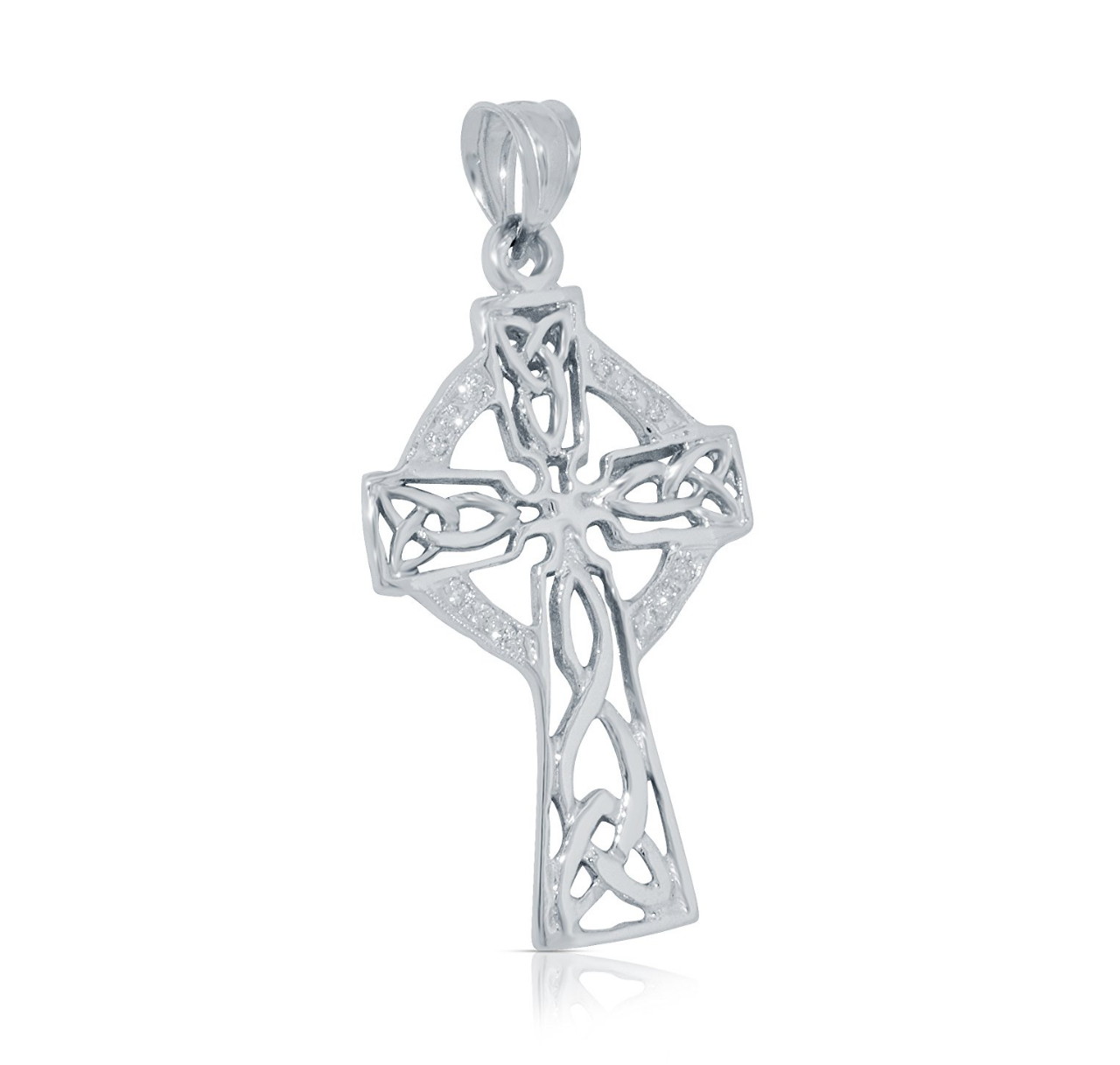 14K White Gold Diamond Celtic Cross Charm 51001794 | Shin Brothers* 