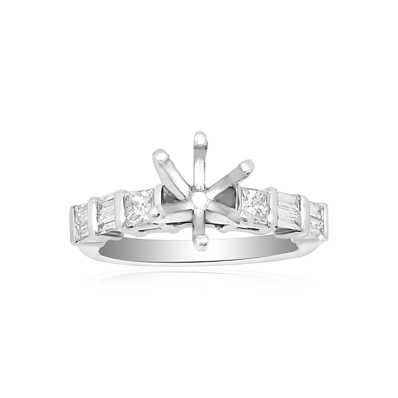 Platinum Engagement Ring Setting with Princess & Baguette Diamonds 11001135 | Shin Brothers* Platinum Engagement Ring Setting with Princess & Baguette Diamonds 11001135 | Shin Brothers*