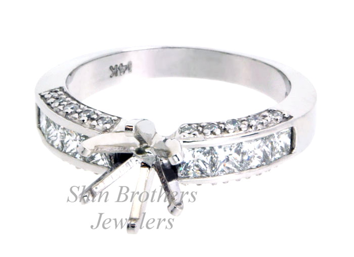 14K White Gold Engagement Ring Setting with 1.1 ctw Diamonds 11002137 | Shin Brothers* 14K White Gold Engagement Ring Setting with 1.1 ctw Diamonds 11002137 | Shin Brothers*