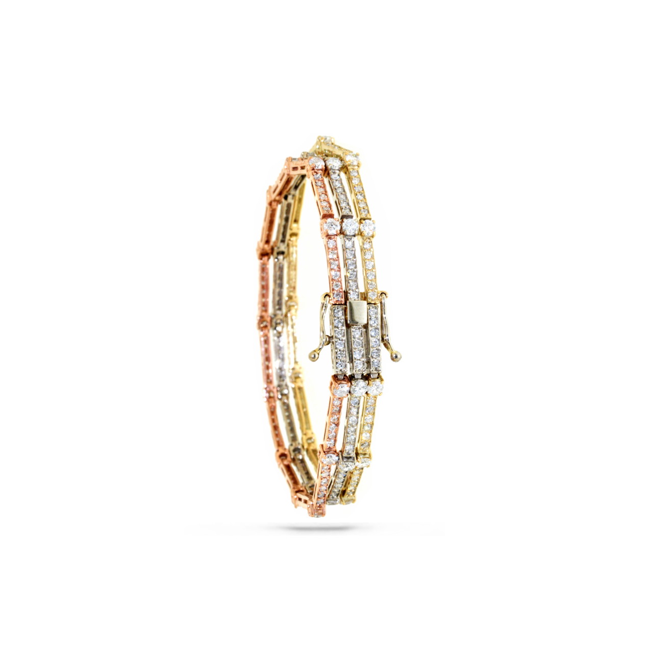 14K Tri-Color Gold 4.48 Carats Diamond Bracelet 21000548 | Shin Brothers* 
