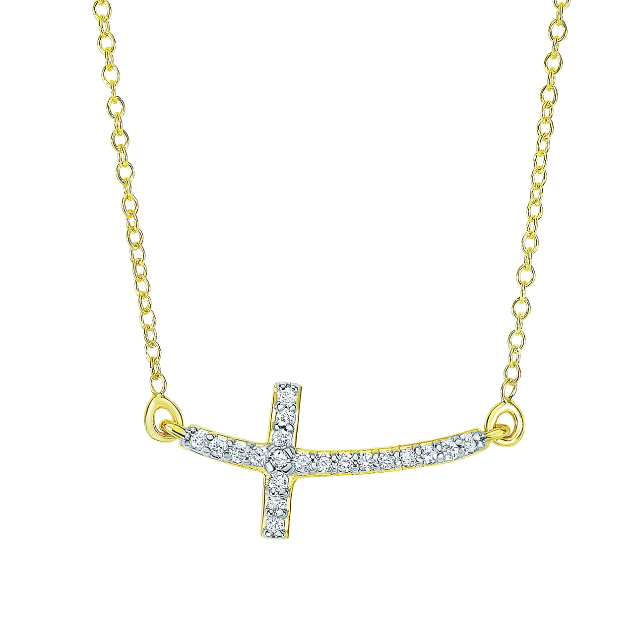 18 inch 0.12ct Side Cross Necklace 