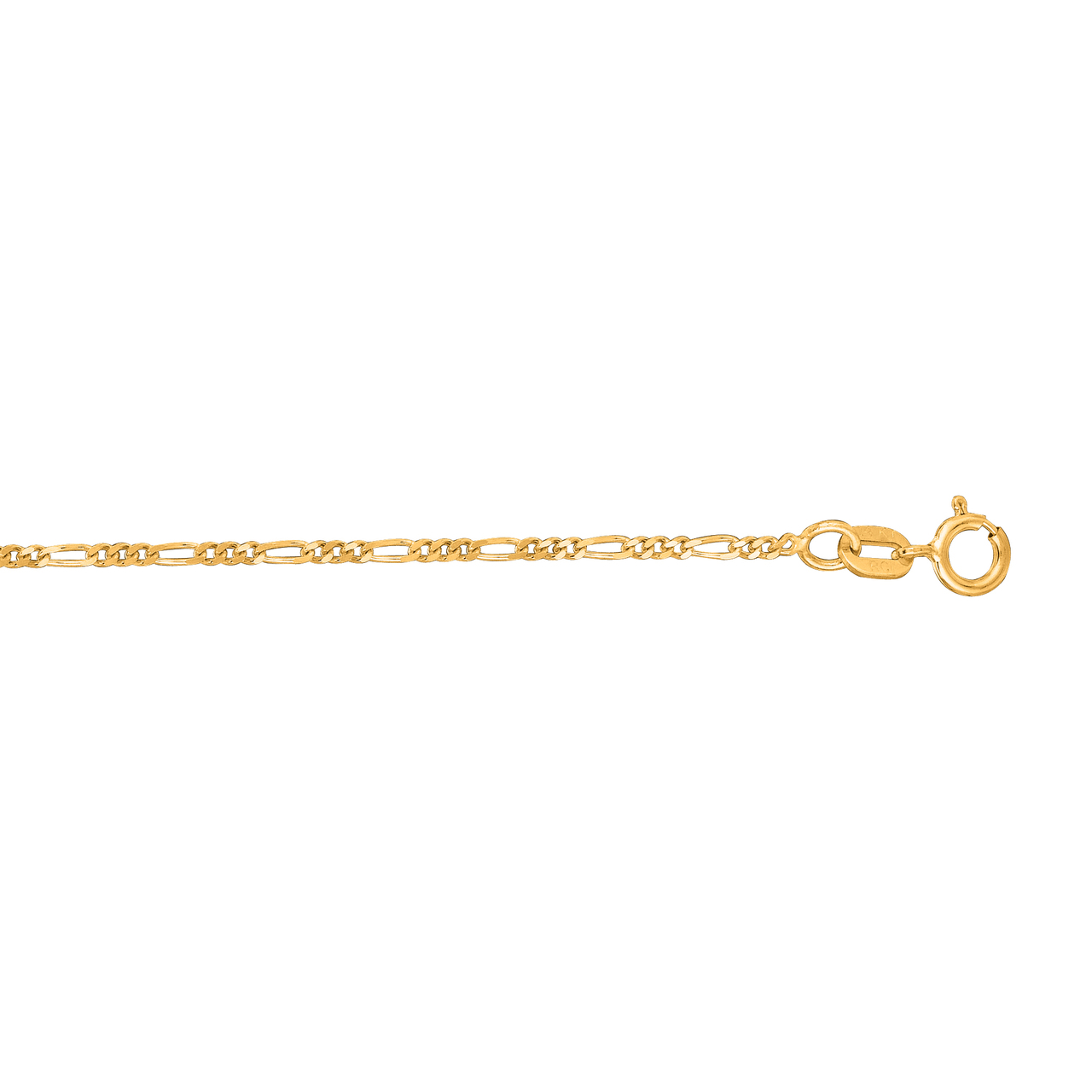 14kt 13 inch Yellow Gold 1.9mm Diamond Cut A Figaro Anklet FIG050-13 | Shin  Brothers **