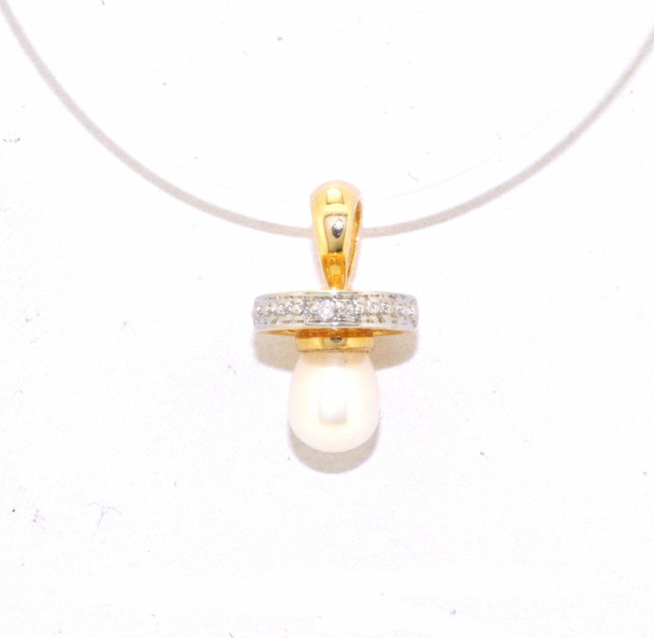 14K Yellow Gold Pacifier Synthetic Pearl Charm 52001556 | Shin Brothers * 14K Yellow Gold Pacifier Synthetic Pearl Charm 52001556 | Shin Brothers *