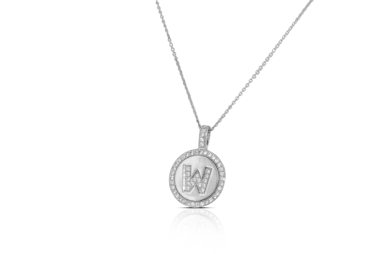 Sterling Silver Cubic Zirconia M Initial Charm Necklace 83210070 Sterling Silver Cubic Zirconia M Initial Charm Necklace 83210070