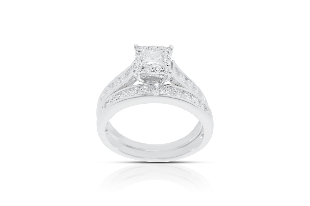 14K White Gold Diamond Engagement and Wedding Band Ring Sets Of 2 11005472   By Shin Brothers* 14K White Gold Diamond Engagement and Wedding Band Ring Sets Of 2 11005472   By Shin Brothers*