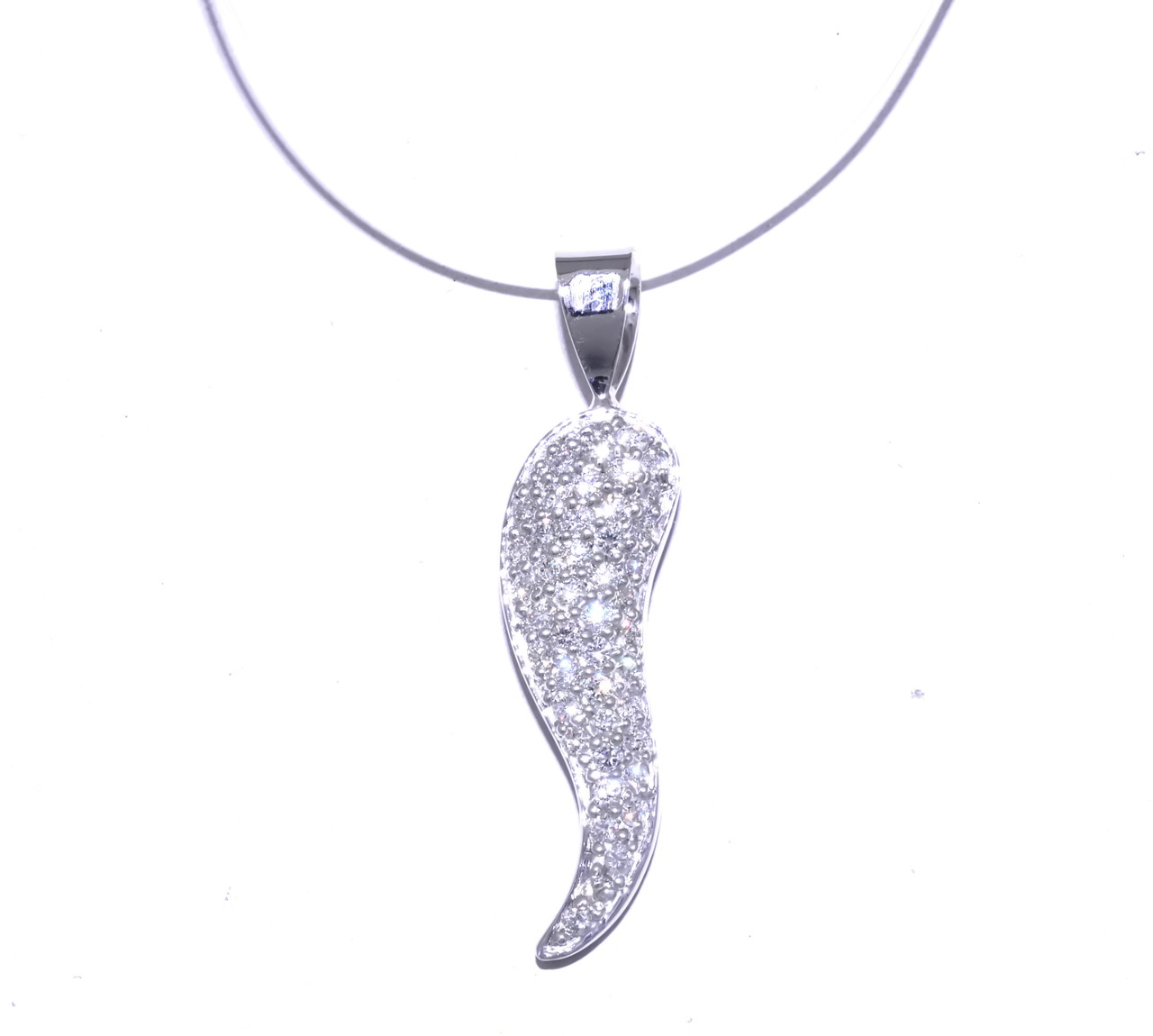 14K White Gold Diamond Italian Horn Charm By Shin Brothers Jewelers Inc.