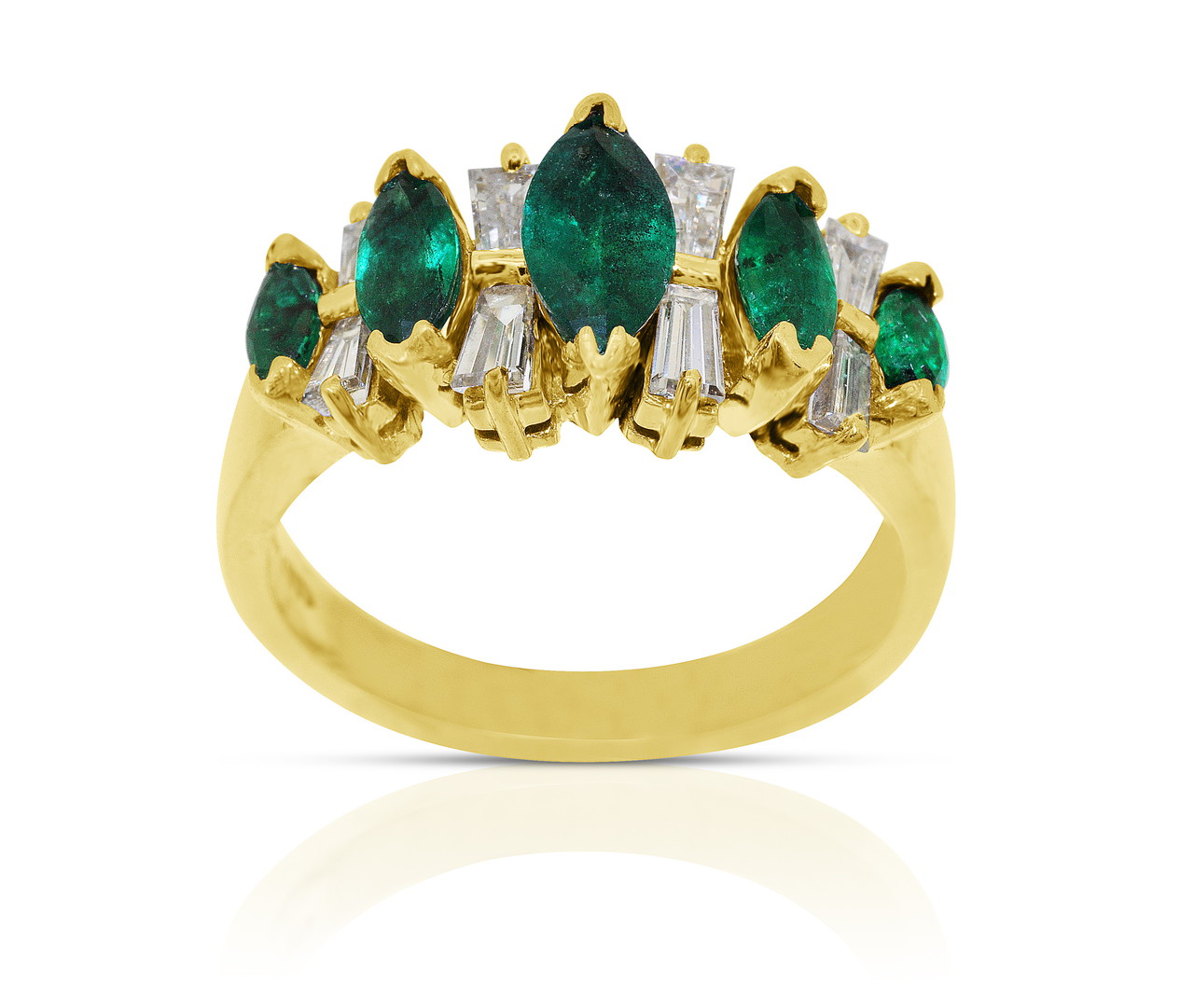 14K Yellow Gold Diamond and Emerald Ring 12000858 | Shin Brothers*  14K Yellow Gold Diamond and Emerald Ring 12000858 | Shin Brothers*