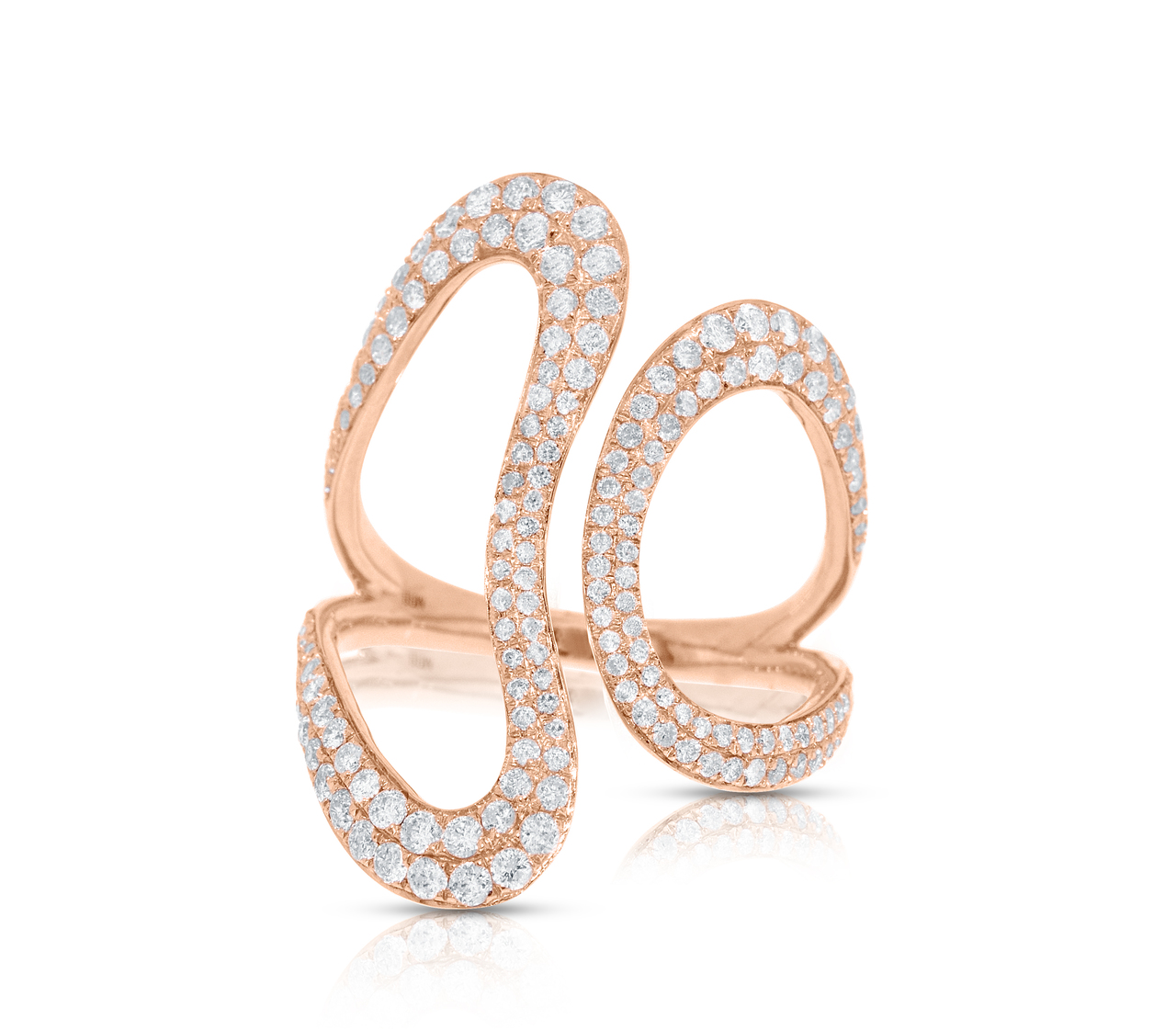 14K Pink Gold Diamond  Heart Adjustable Ring  12002609 | Shin Brothers*