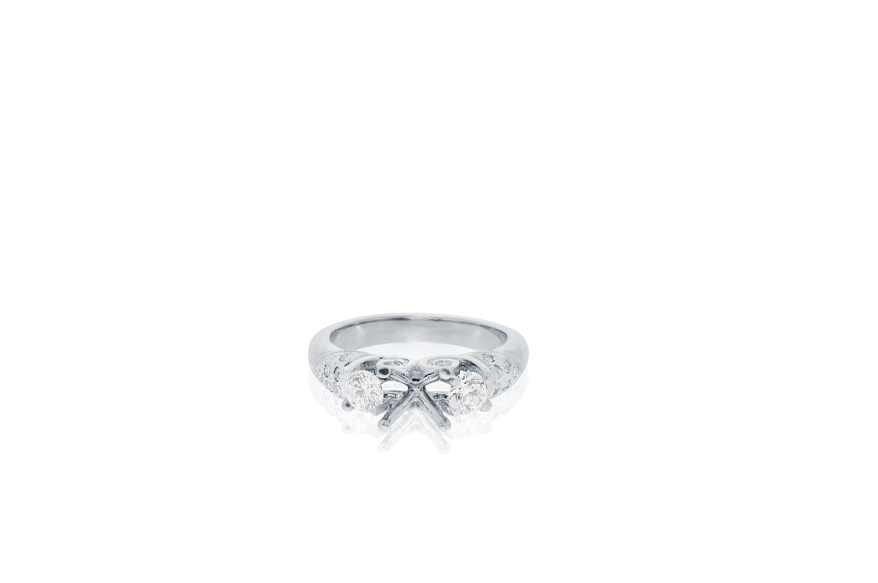 14K White Gold 0.63 Carat Diamond Engagement Ring Setting 11005584  by Shin Brothers*