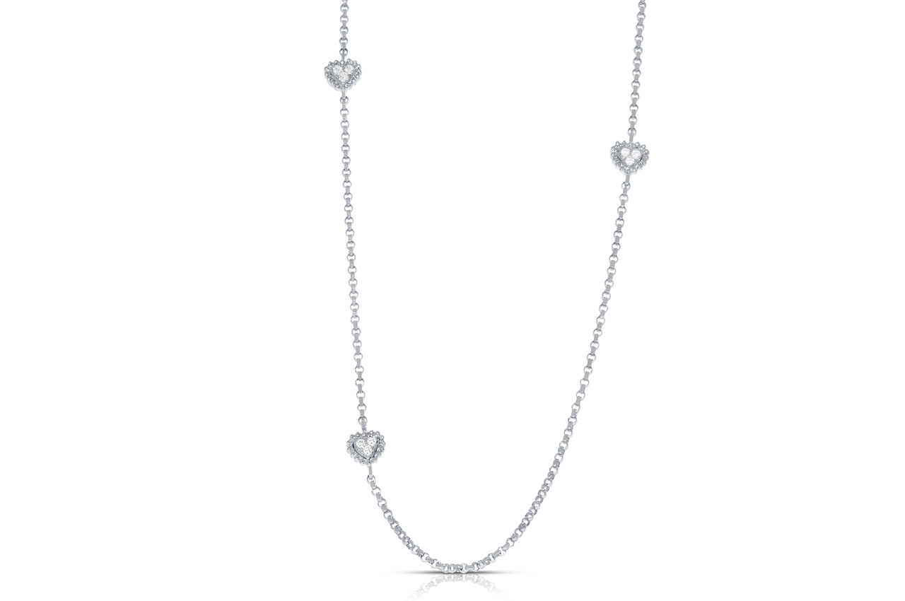 14K White Gold Diamond Heart by Yard 16 inches Necklace By Shin Brother|** Inc.31000684