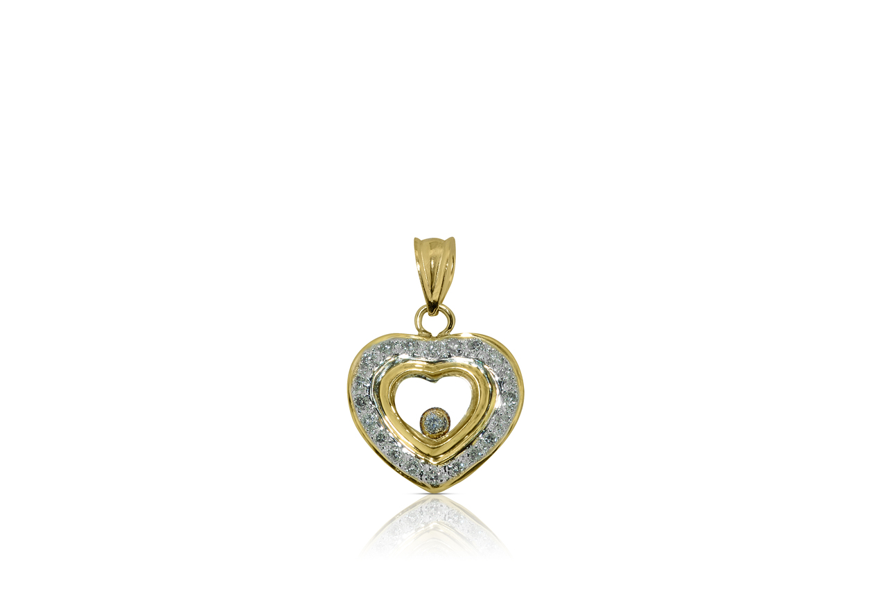 18K Yellow Gold 0.25ct Floating Diamond Heart Pendant 51001801 | Shin Brothers*