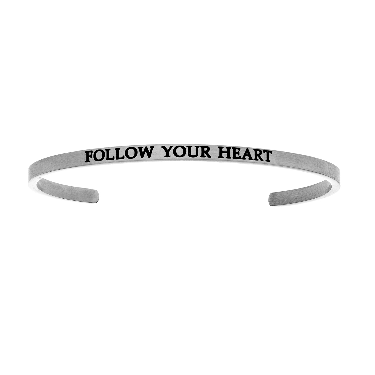 Stainless Steel “Follow Your Heart”  Diamond Cuff Bangle by Shin Brothers Jewelers Inc.  