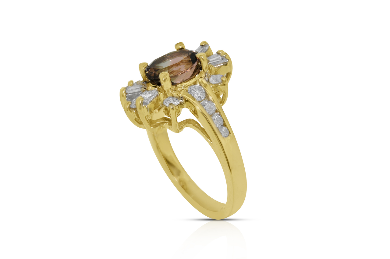 14K Yellow Gold Diamond Bi-color Tourmaline Diamond Ring 12002583  Shin Brothers* 
