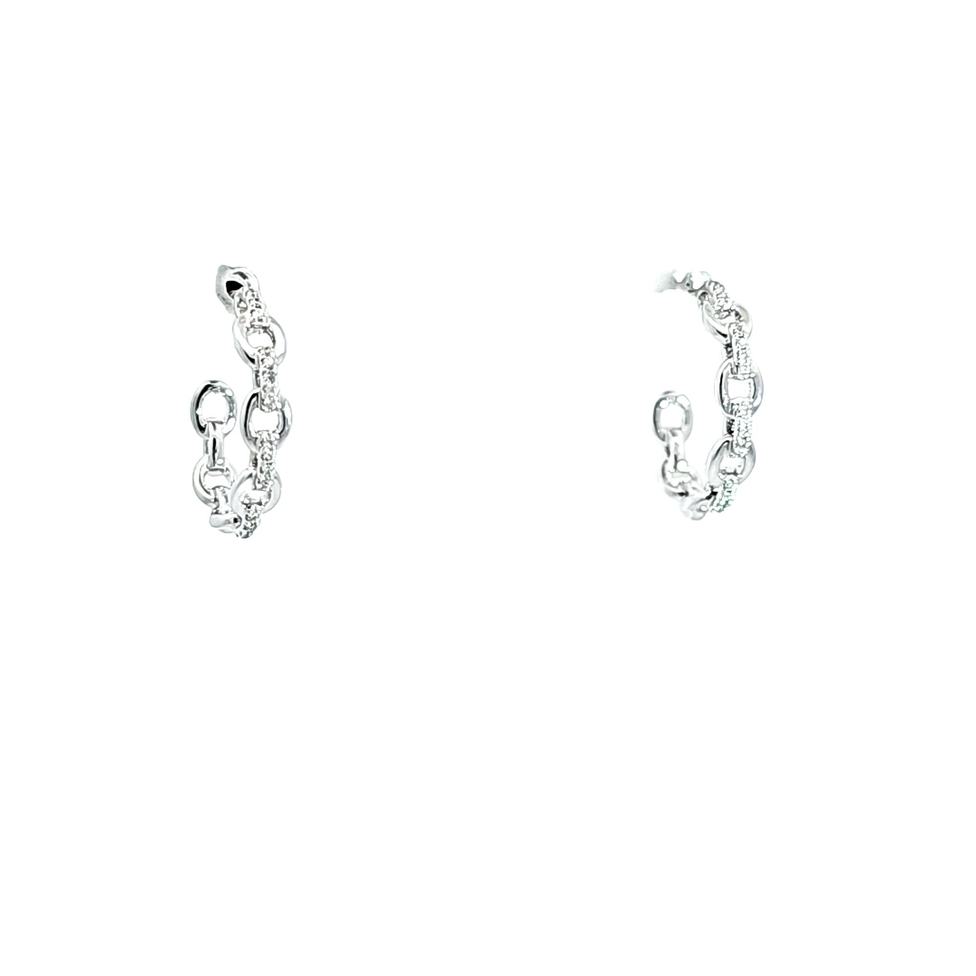 18K White Gold .11 ctw Diamond Link Half Hoop Earrings 41002750 | Shin Brothers*
