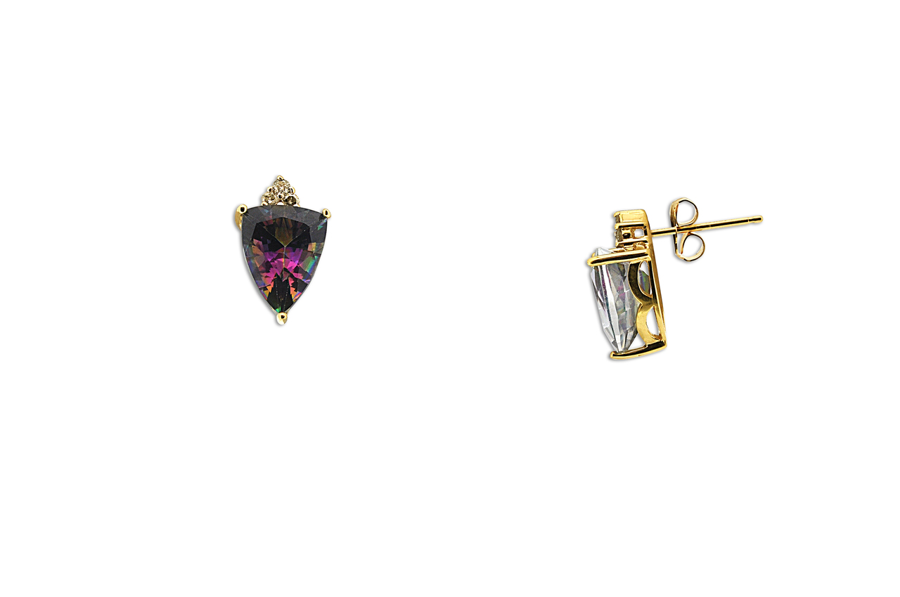 10K Yellow Gold Diamond Mystic Topaz Earrings 49000140