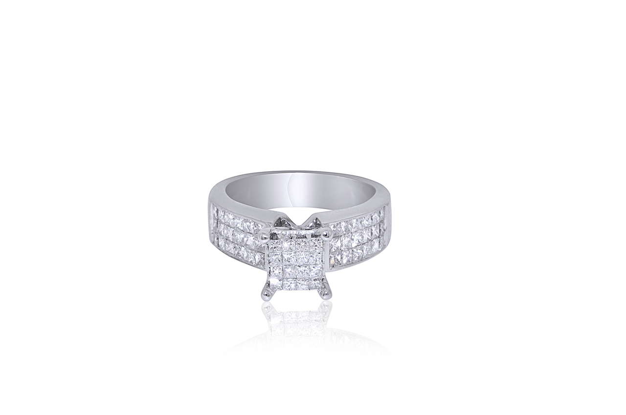 14K White gold Invisible Set Diamond Engagement Ring 11005590 By Shin Brothers* 14K White gold Invisible Set Diamond Engagement Ring 11005590 By Shin Brothers*