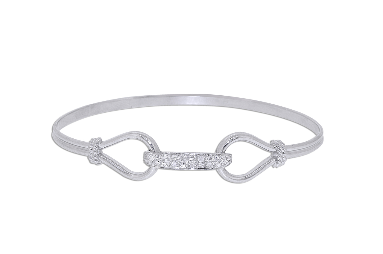 Sterling Silver Diamond Fancy Bangle