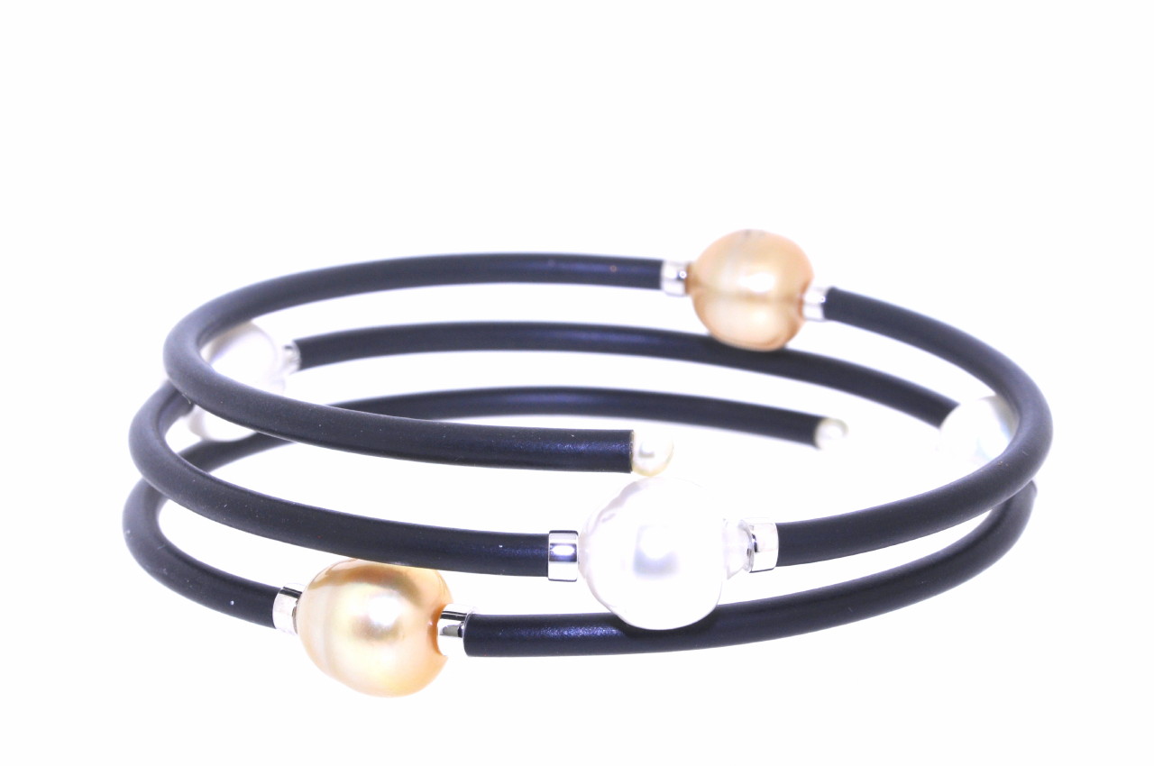Sterling Silver Tahitian Pearl Rubber Flexiale Bracelet  82010602 Sterling Silver Tahitian Pearl Rubber Flexiale Bracelet  82010602