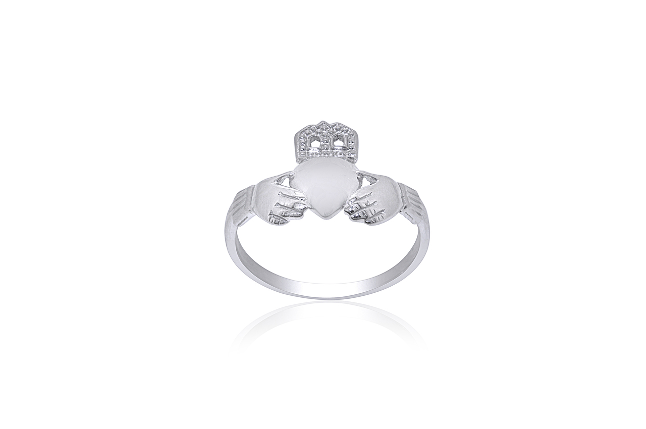14k White Gold Irish Claddagh Ring
