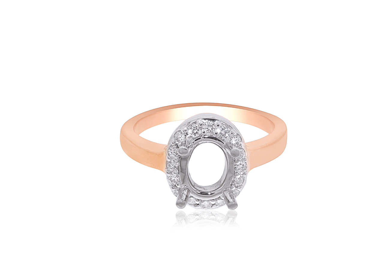 14K Two Tone Gold Oval Engagement Ring Setting with Diamond Accents 11005644 | Shin Brothers*