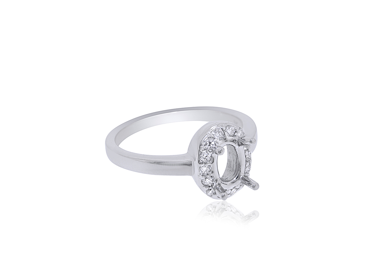 14K White Gold Diamond Engagement Ring Setting For Oval stone 11005598  By Shin Brothers*