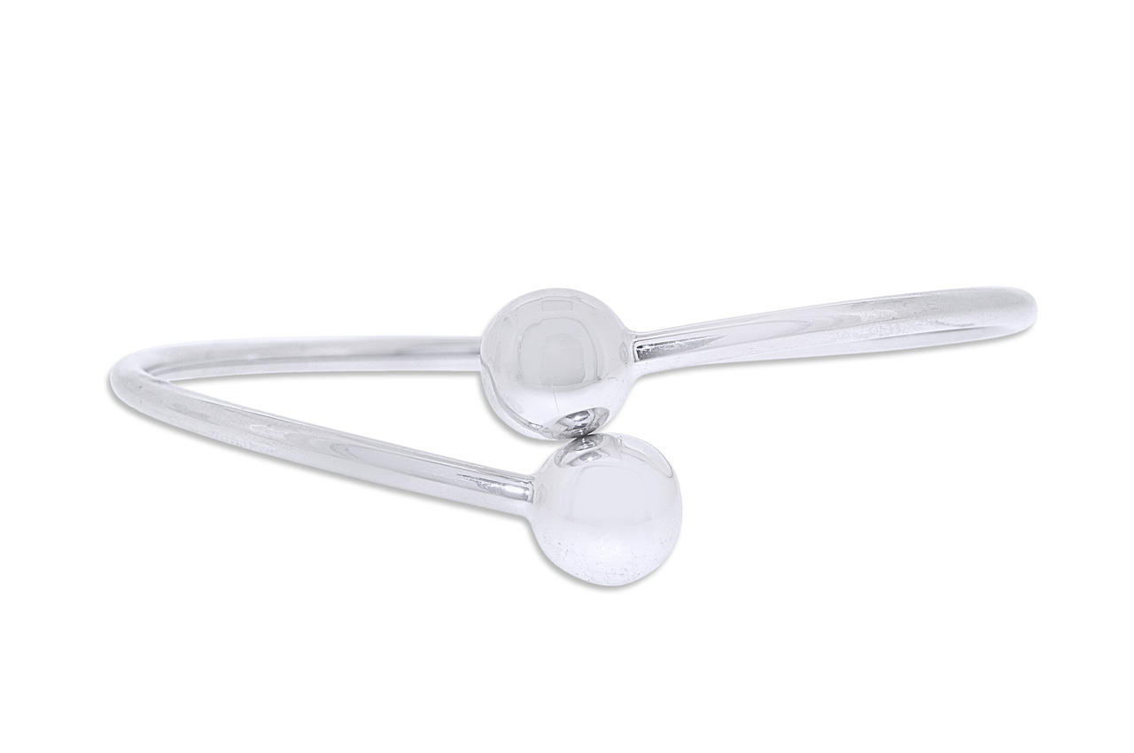 14K White Gold Bypass  Ball Bangle 23000156
