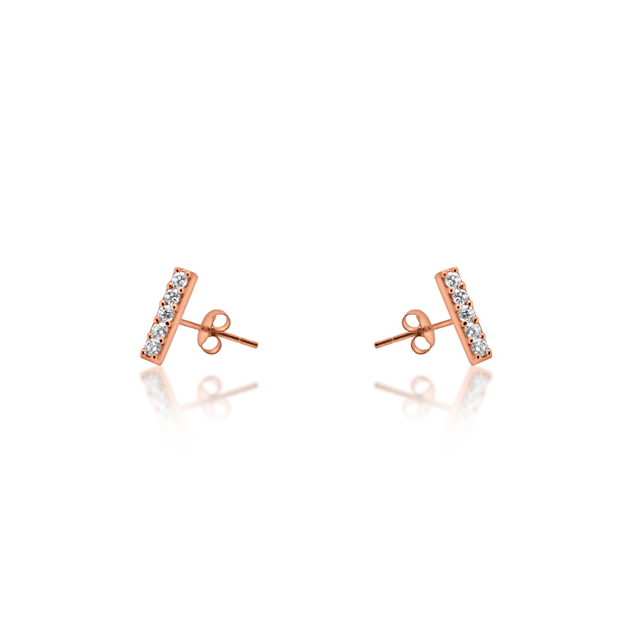 14K Pink Gold Cubic Zirconia CZ Bar Earrings 42002806**