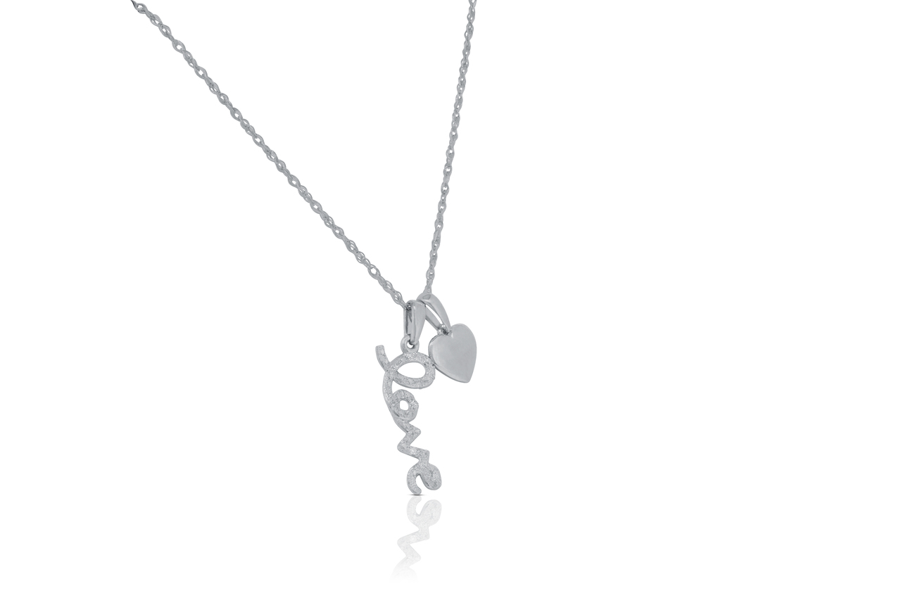 14K White Gold Diamond Love Heart Necklace | Shin Brothers Jewelers Inc.