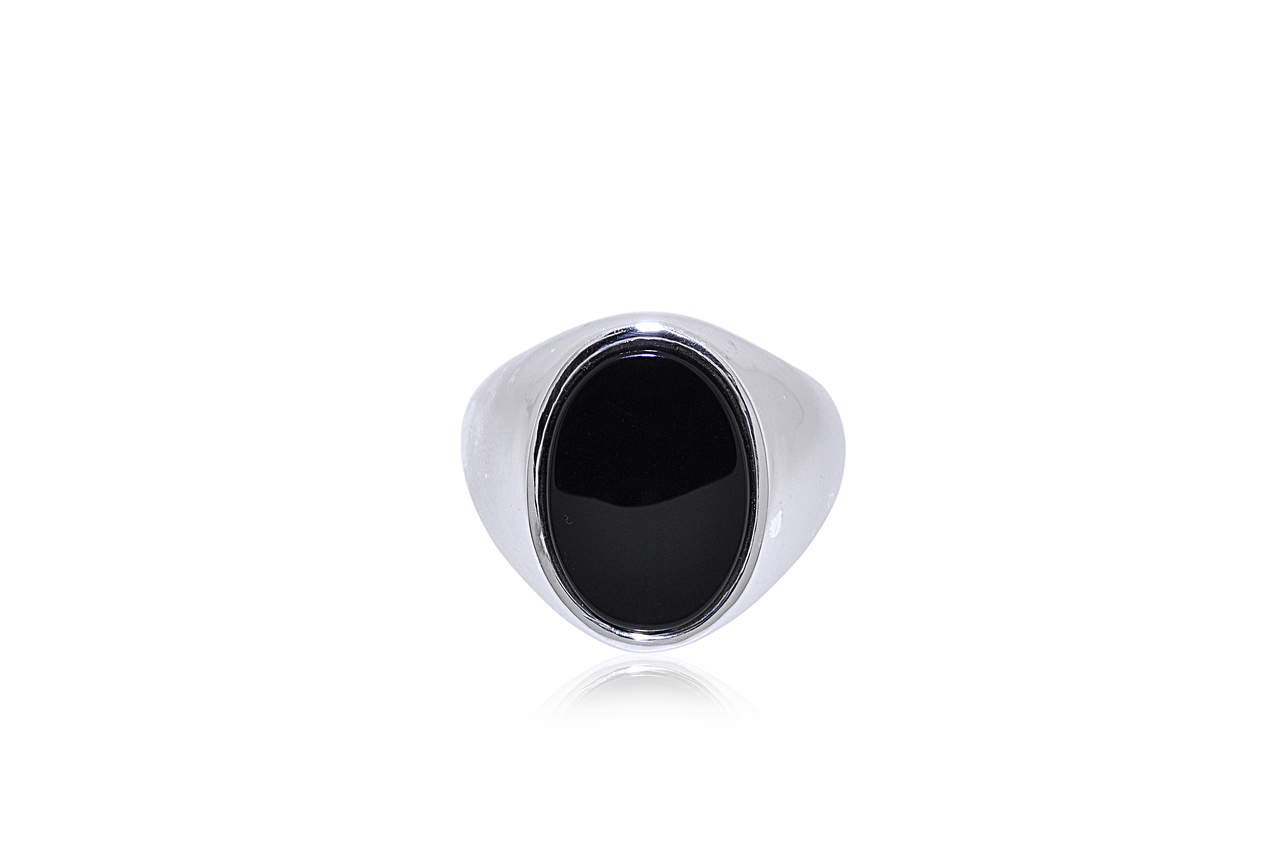 Sterling Silver Oval Onyx Men's Ring  81010548**